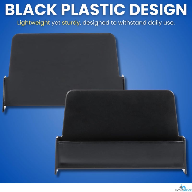 1InTheOffice Business Card Holder Desk, Desk Business Card Holder Display, Plastic, Black, 2 Pack - Image 3